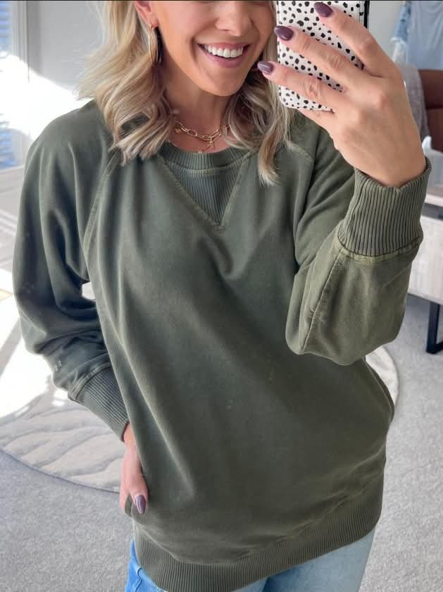 Ladies Pocket Crewneck