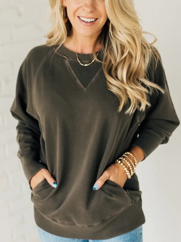 Ladies Pocket Crewneck