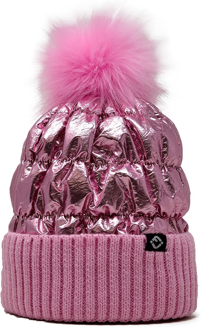 Toddler/Kids Puffer Pom Beanie - Pink
