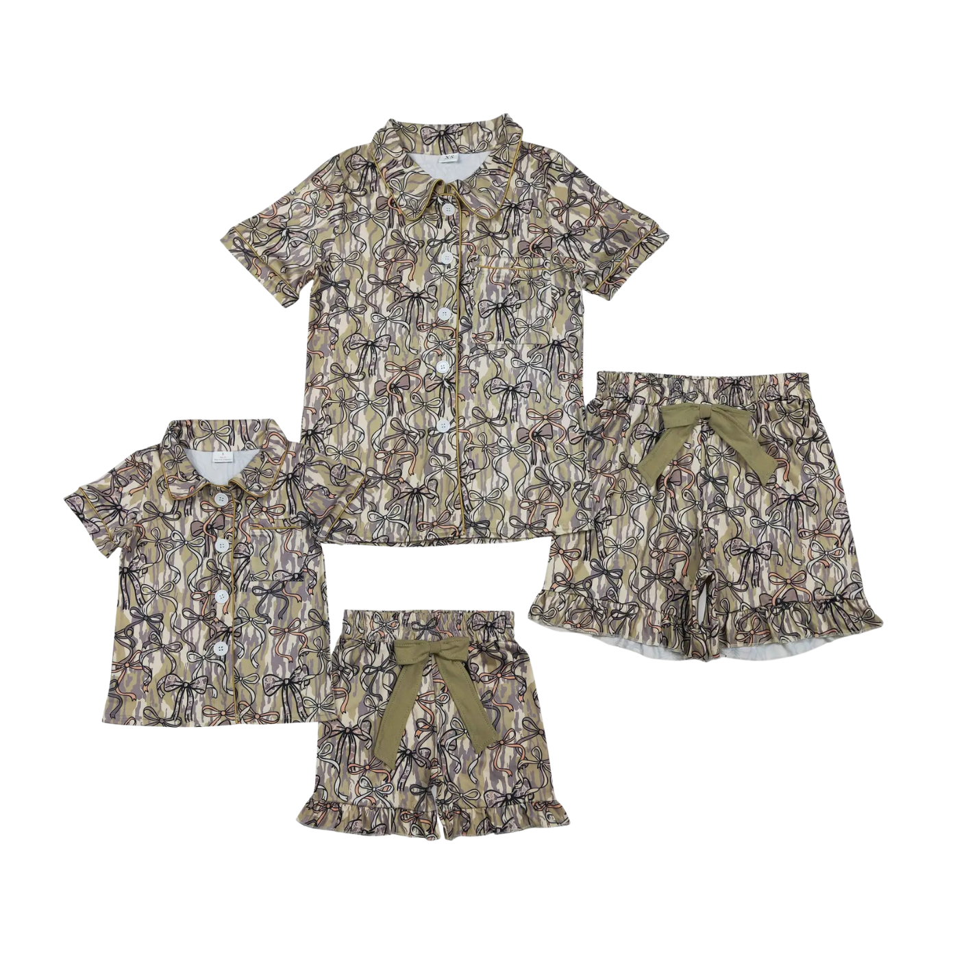 Camo Bows Button Down PJs