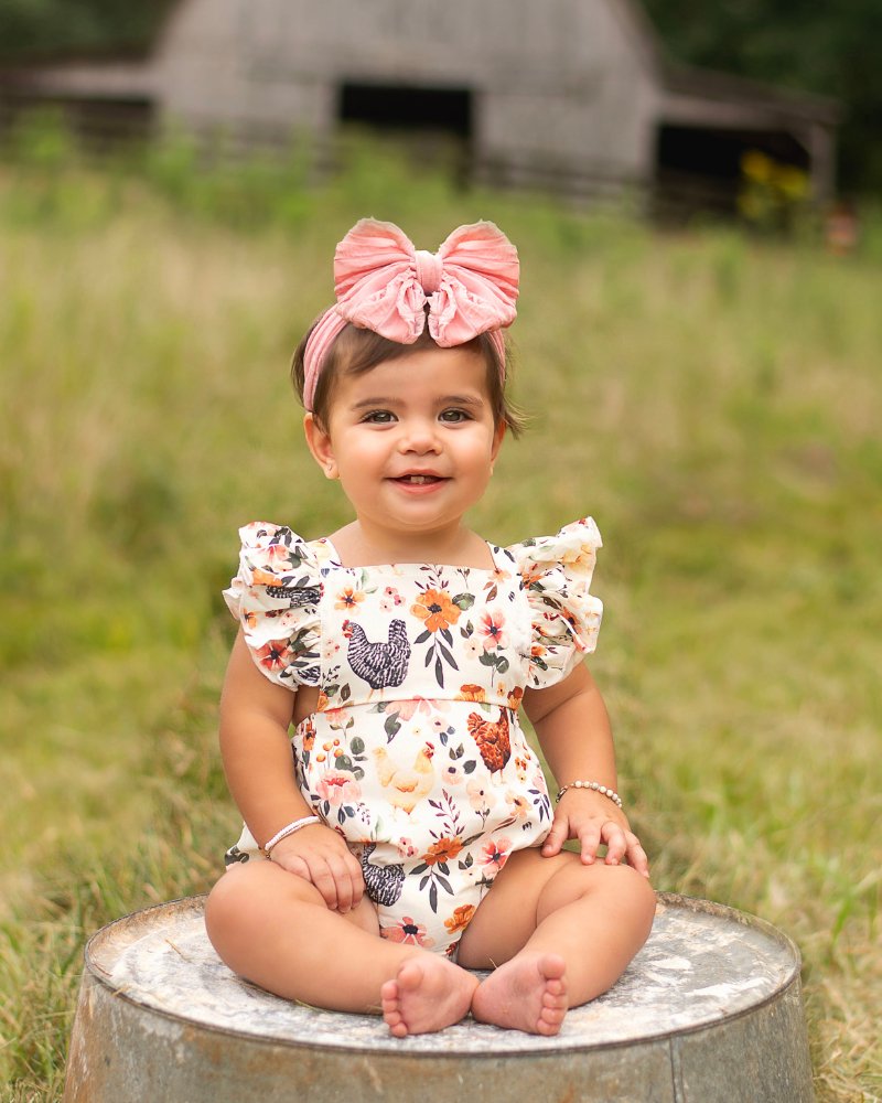 Chickens Ruffle Back Romper