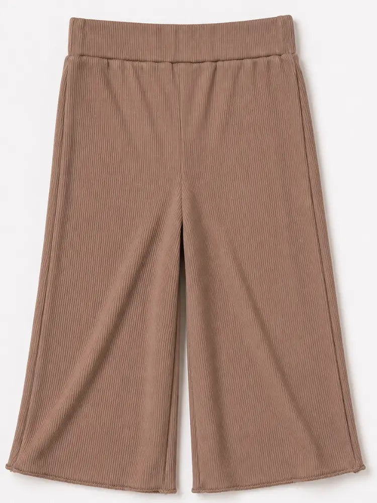 Latte Ribbed Wide Leg Pants