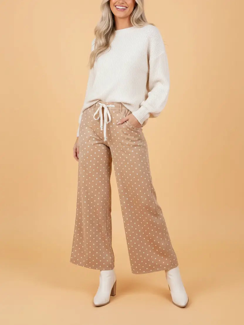 Tan High Waist Wide Leg Pants