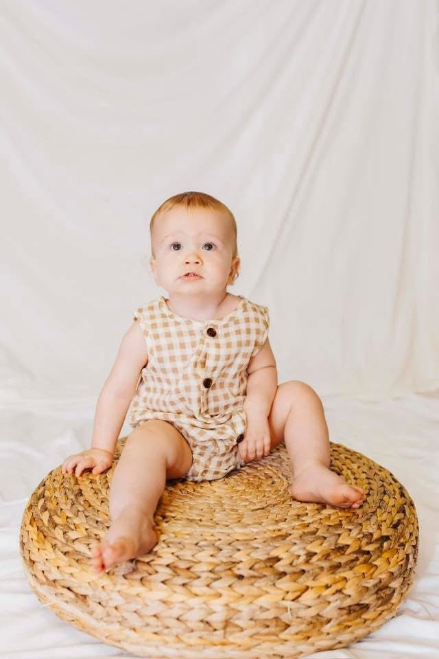 Brown Gingham Romper