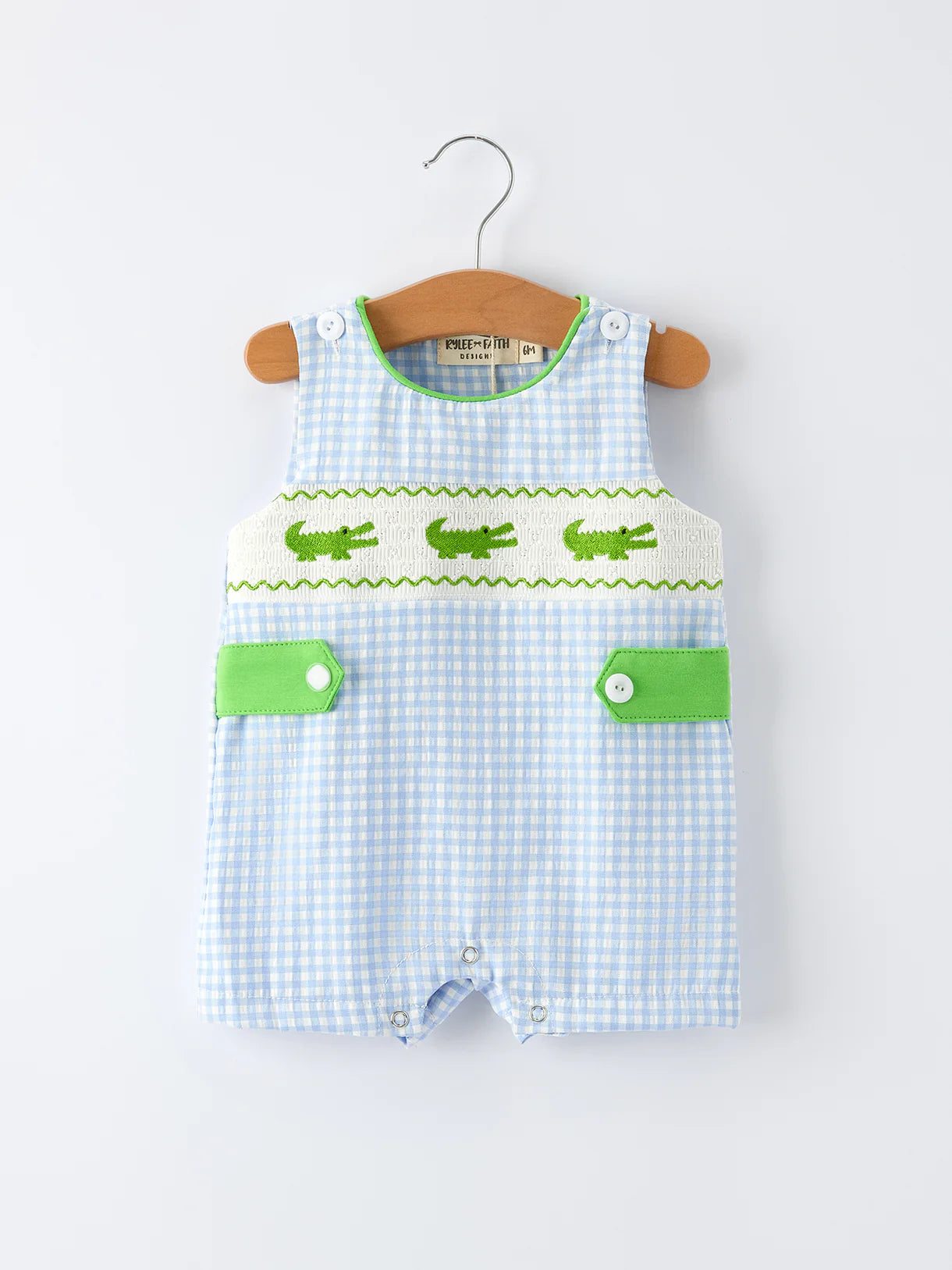 Crocodile Embroidered Smocked Shortie Romper