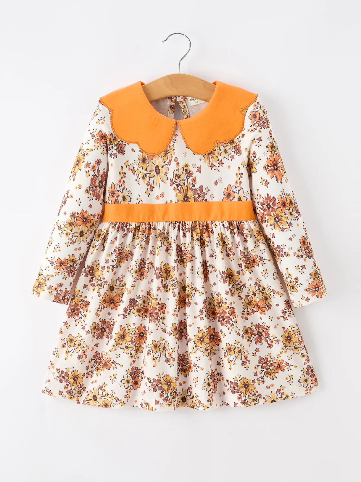 Orange Floral Petal Collar Dress