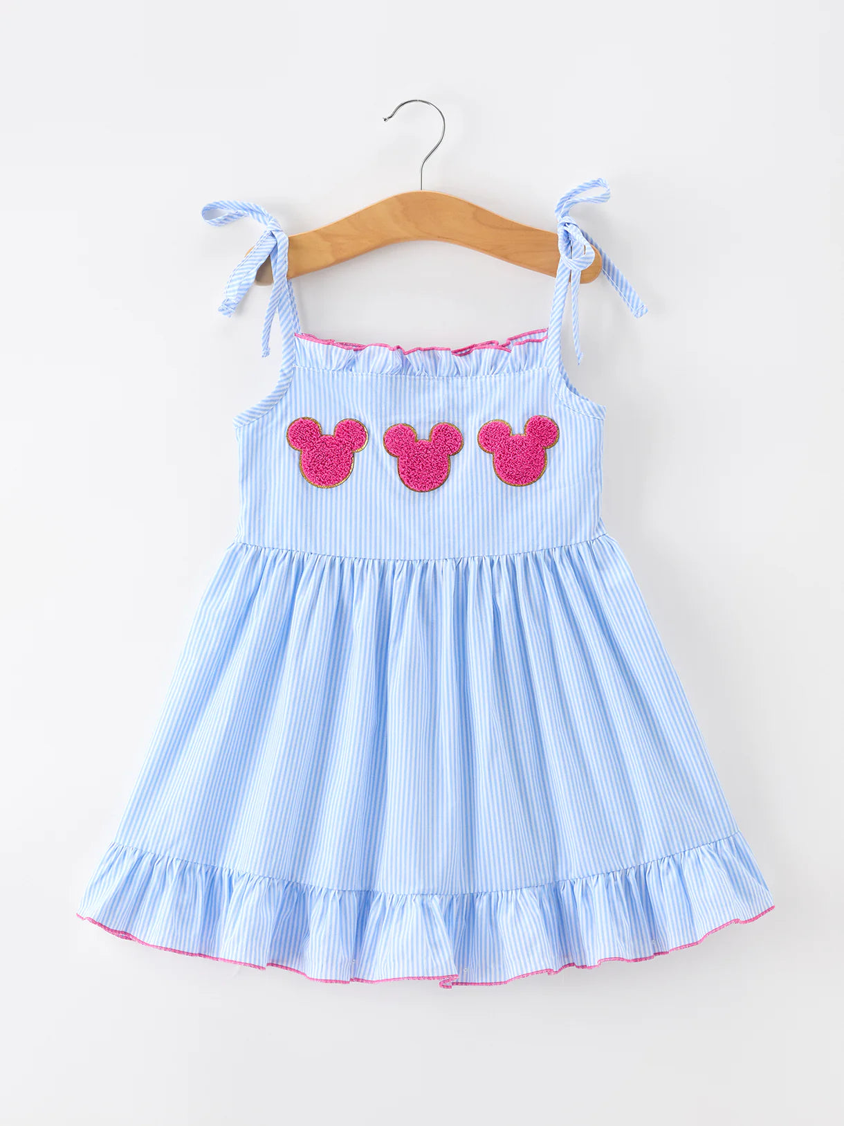 Blue Striped Chenille Ears Dress