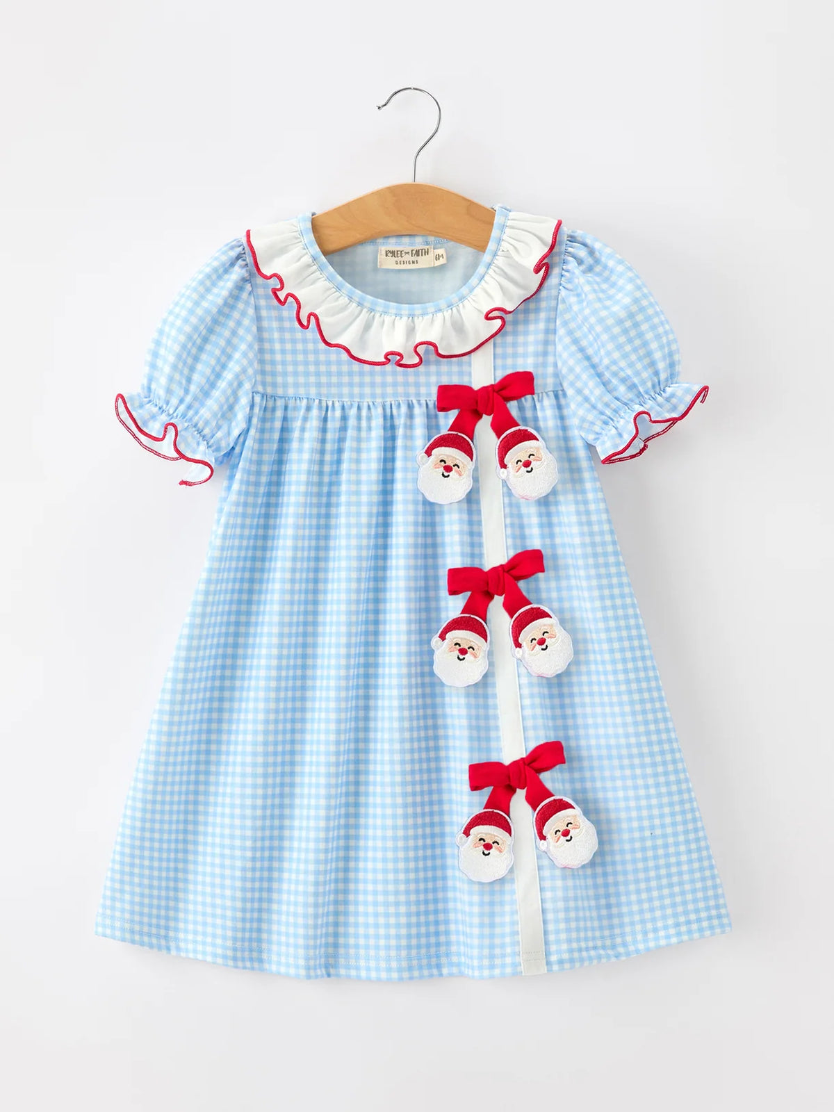 Santa Gingham Bows Ruffle Dress