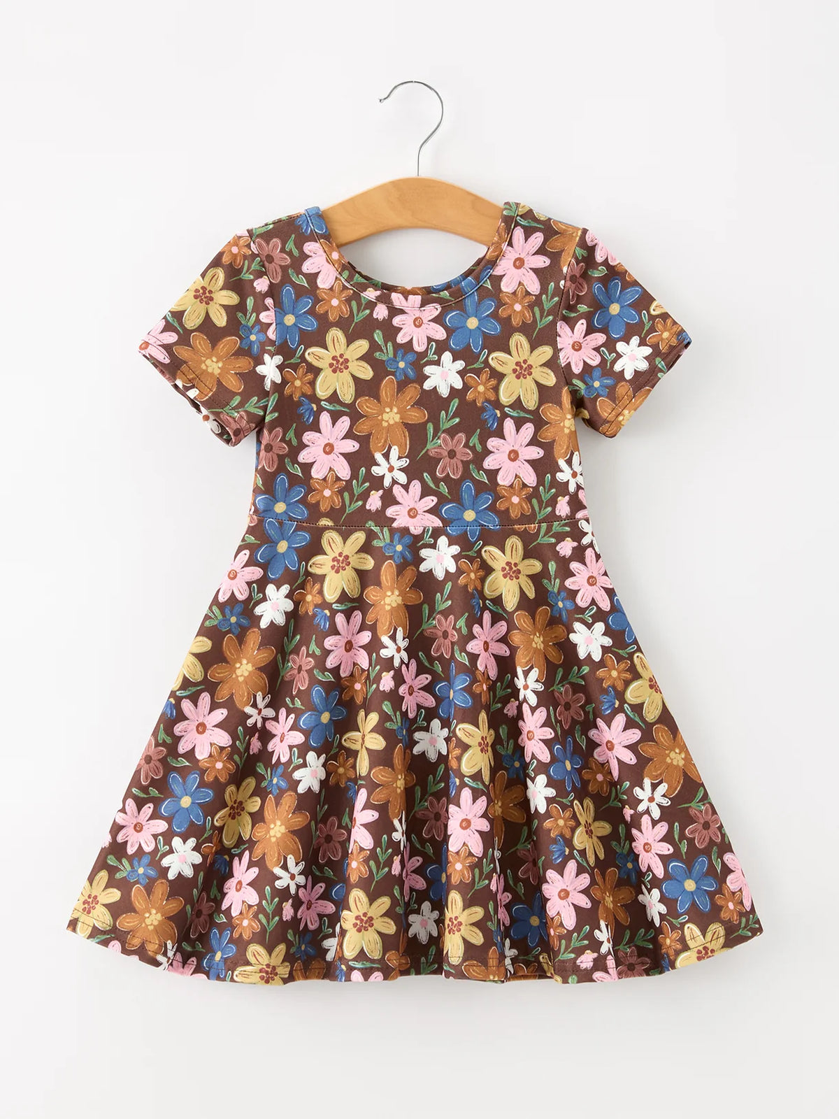 Retro Fall Floral Twirl Dress