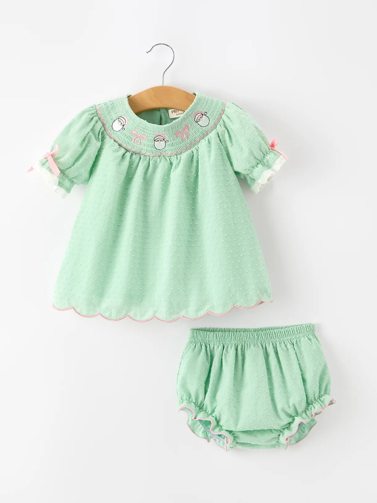 Mint Green Swiss Dot Santa Set