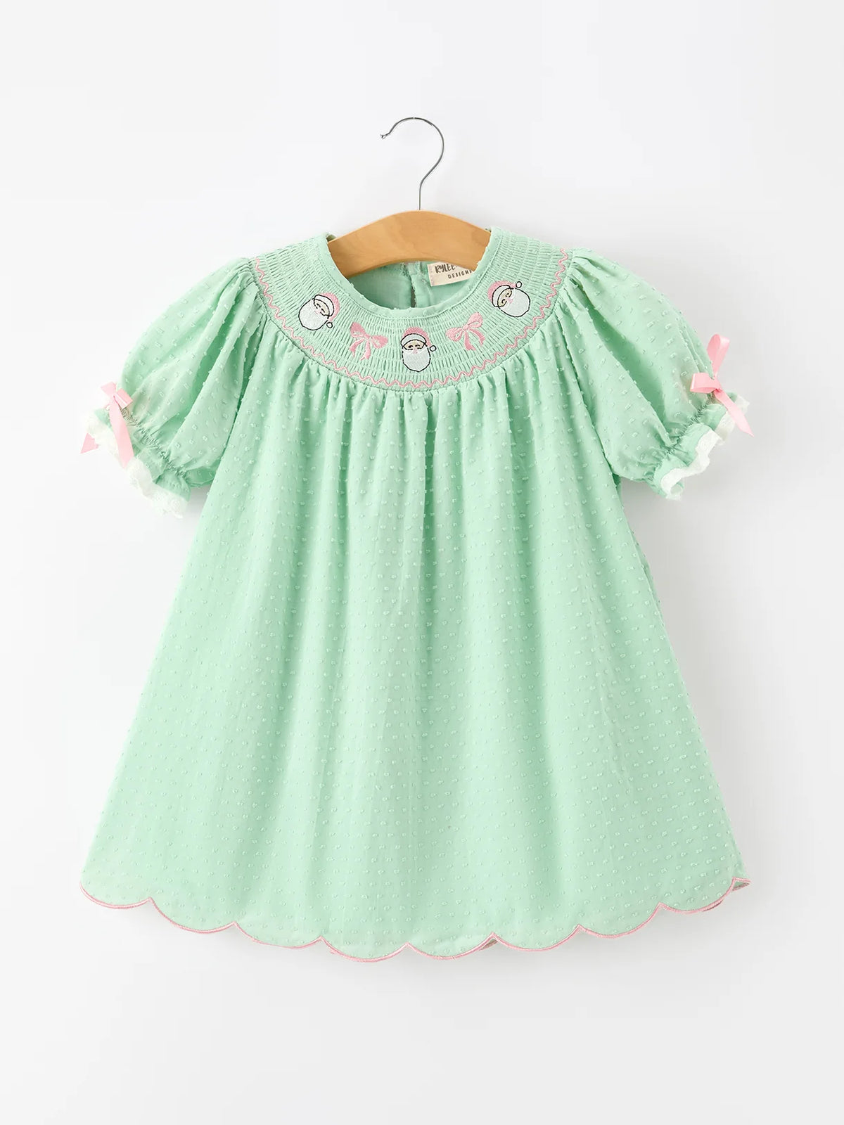 Mint Green Swiss Dot Santa Dress