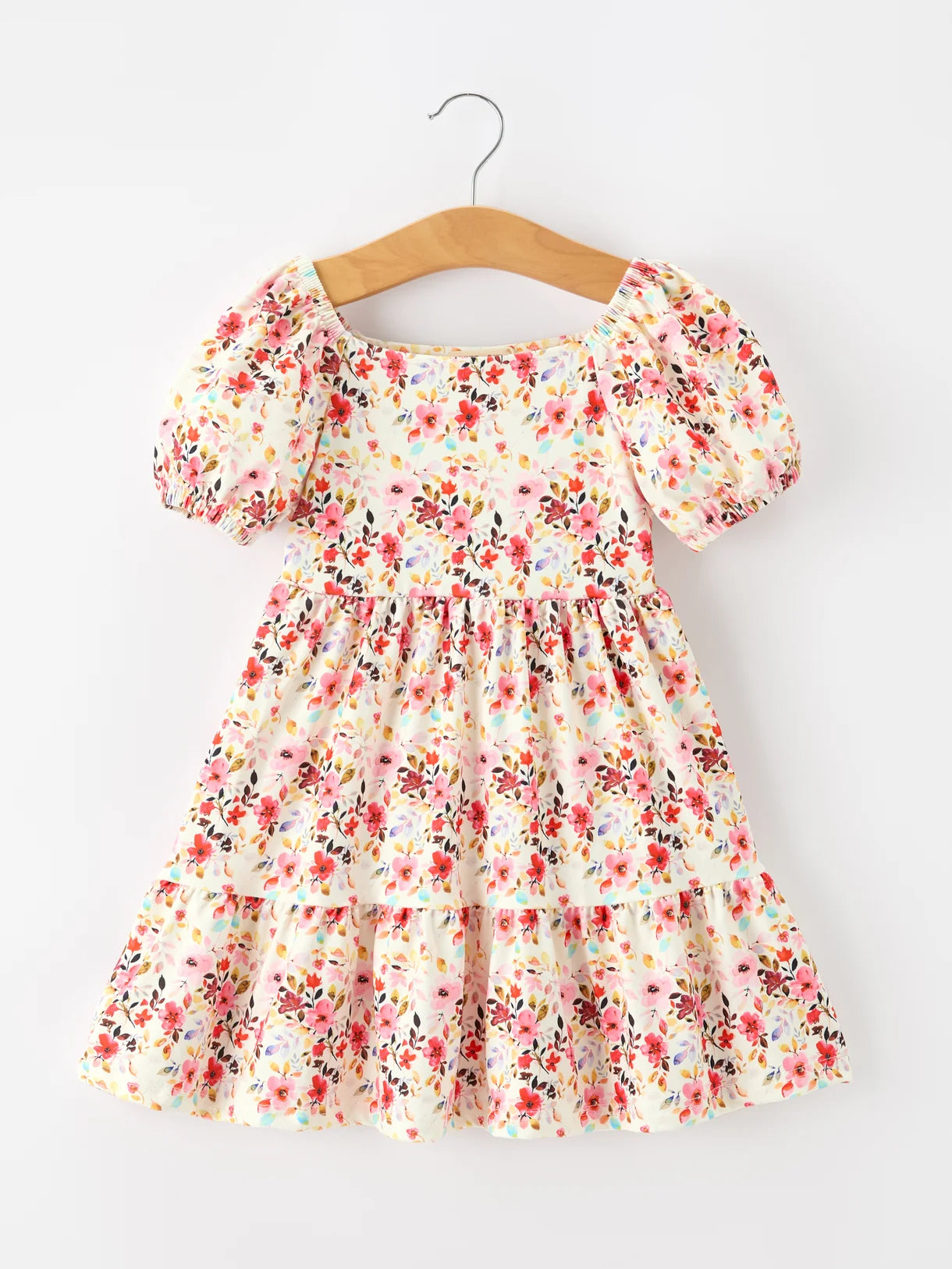 Fall Vintage Floral Puff Sleeve Dress