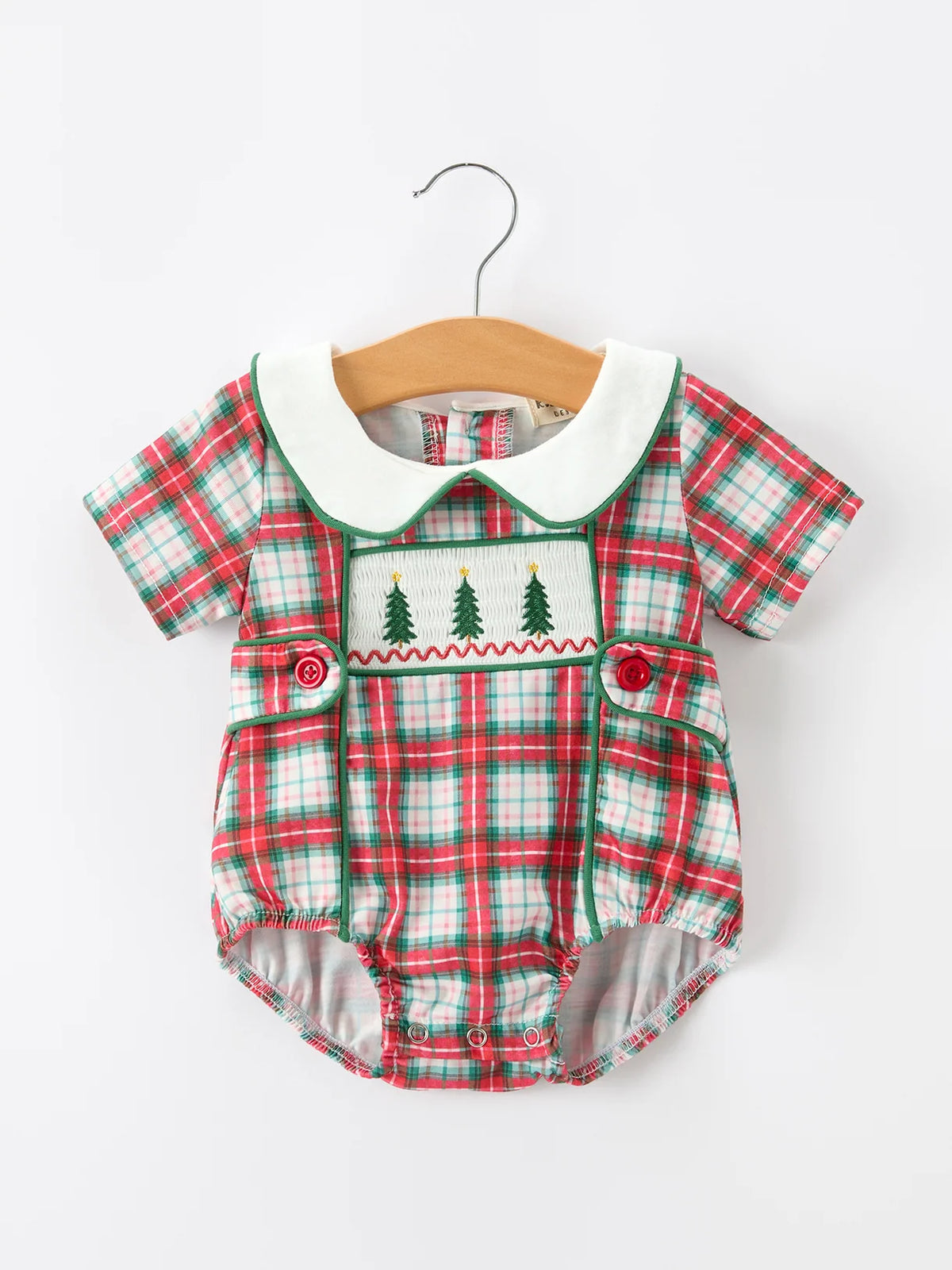 Christmas Tree Plaid Peter Pan Romper