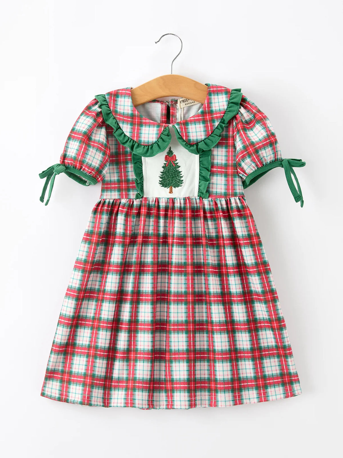 Christmas Tree Plaid Ruffle Dress