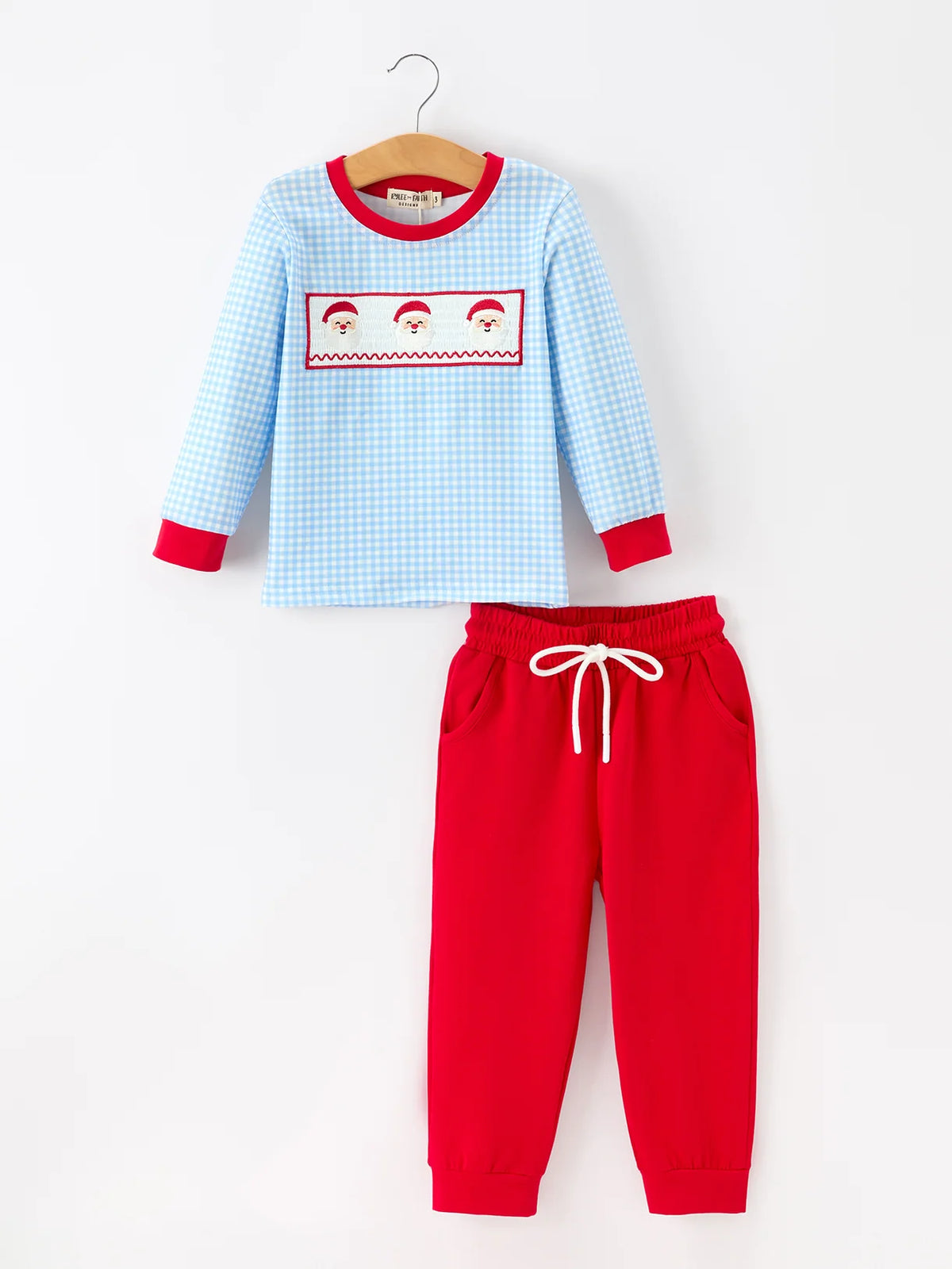 Santa Gingham Smocked Top & Pants
