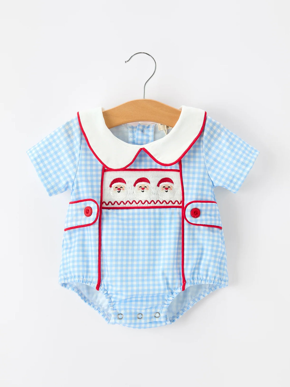 Santa Gingham Smocked Romper
