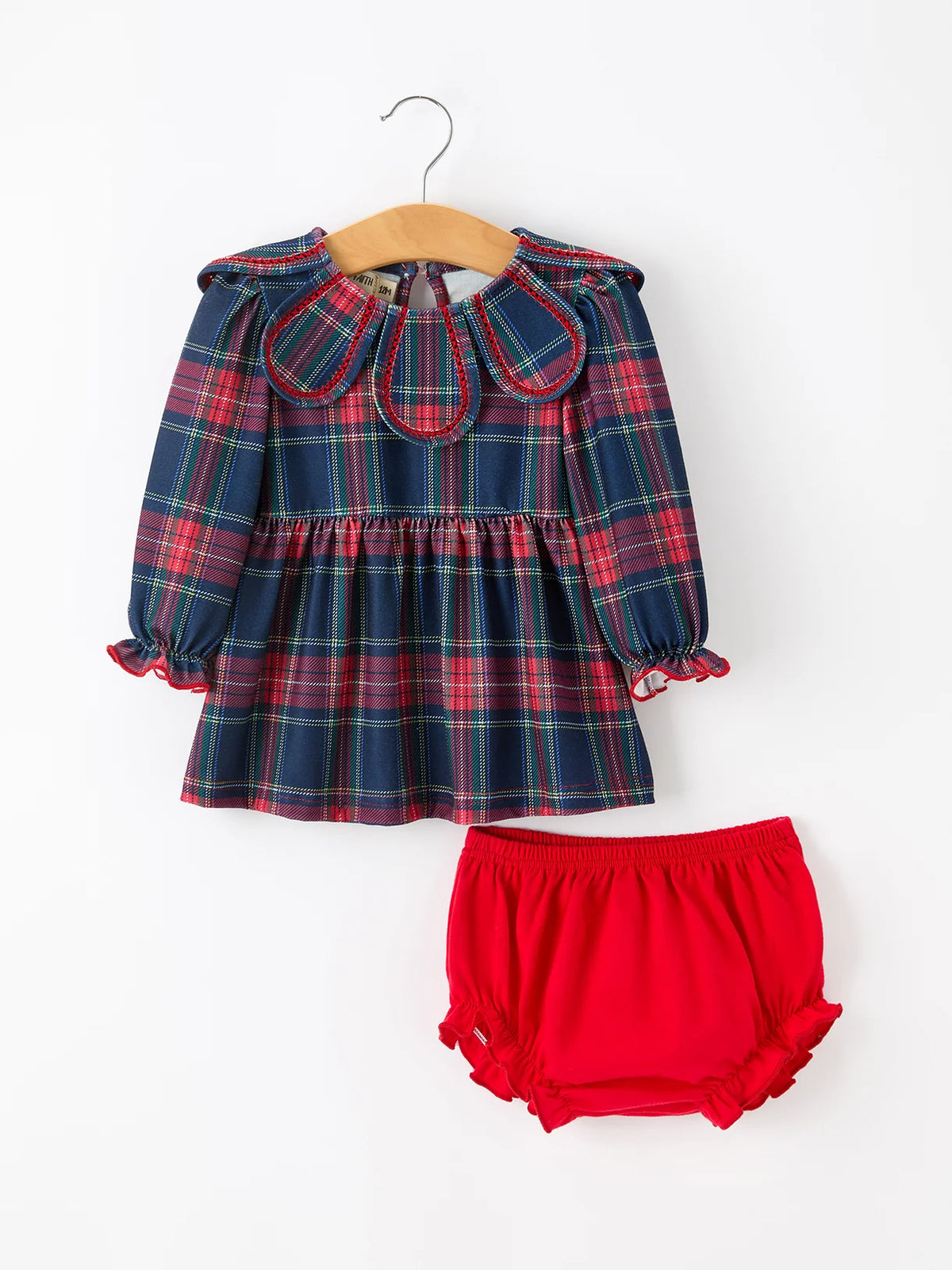 Navy & Red Plaid Bloomers Set