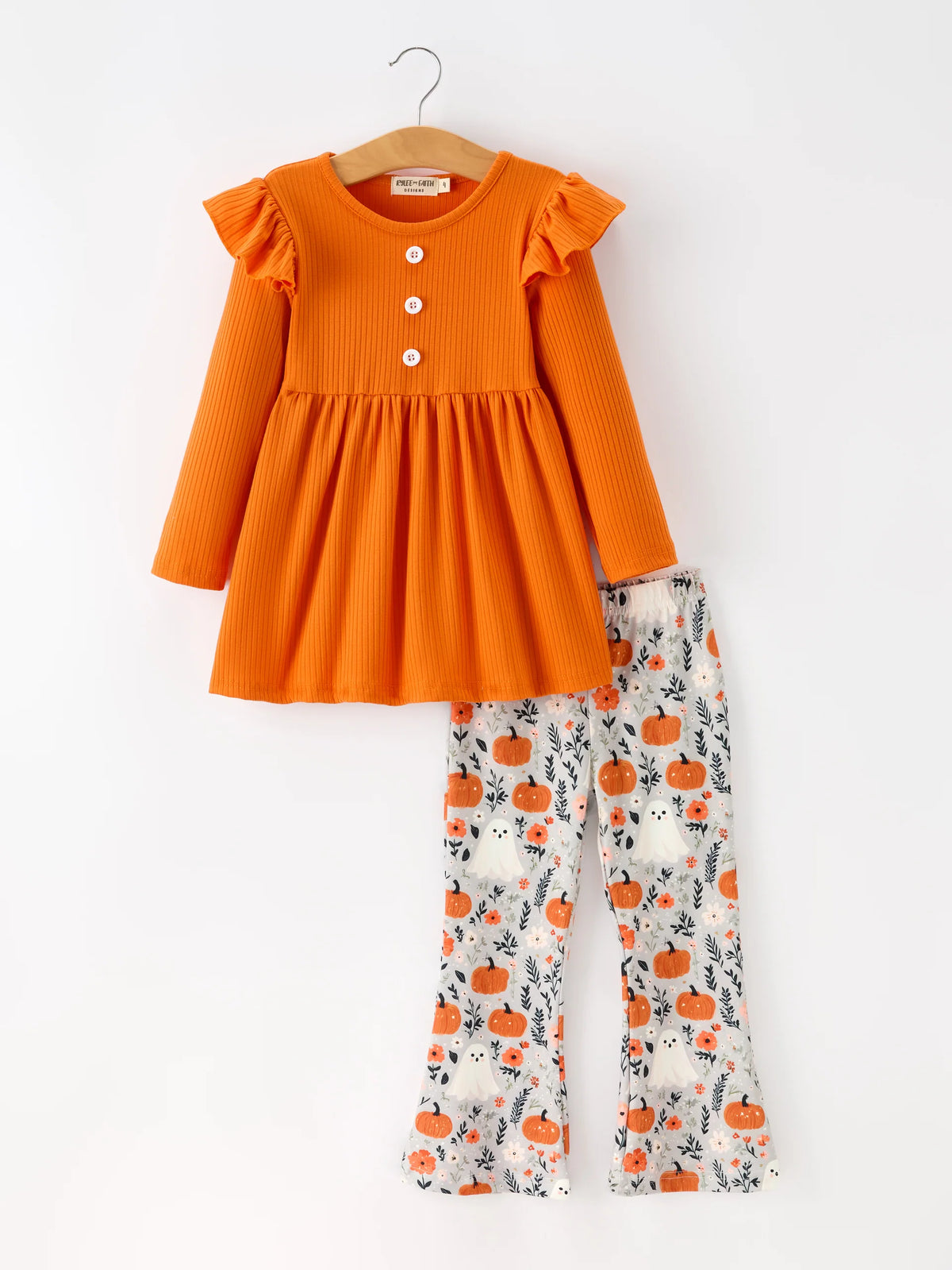 Orange Top + Pumpkin Ghost Bottoms