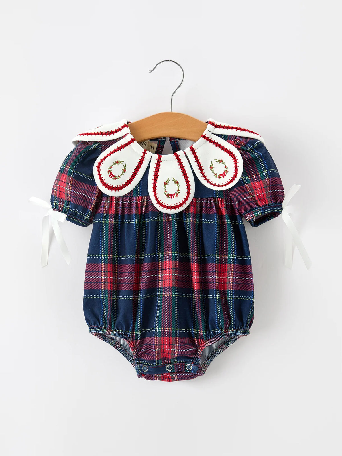 Navy & Red Wreath Romper