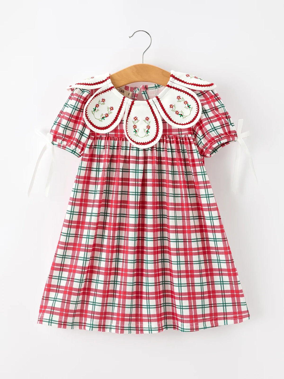 Red Christmas Plaid Wreath Petal Dress