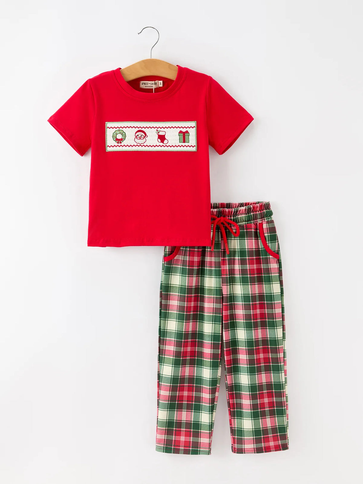 Red Holiday Embroidery Shirt & Pants