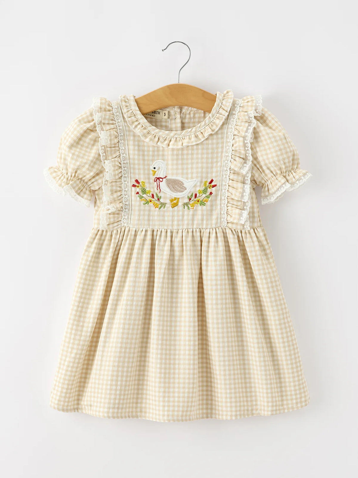 Beige Gingham Goose Dress