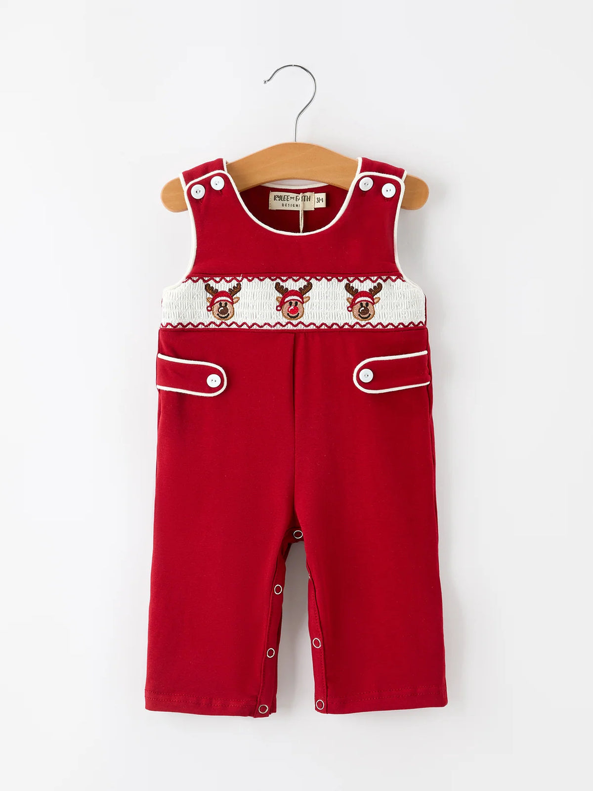 Reindeer Smocked Overall Jumpsuit
