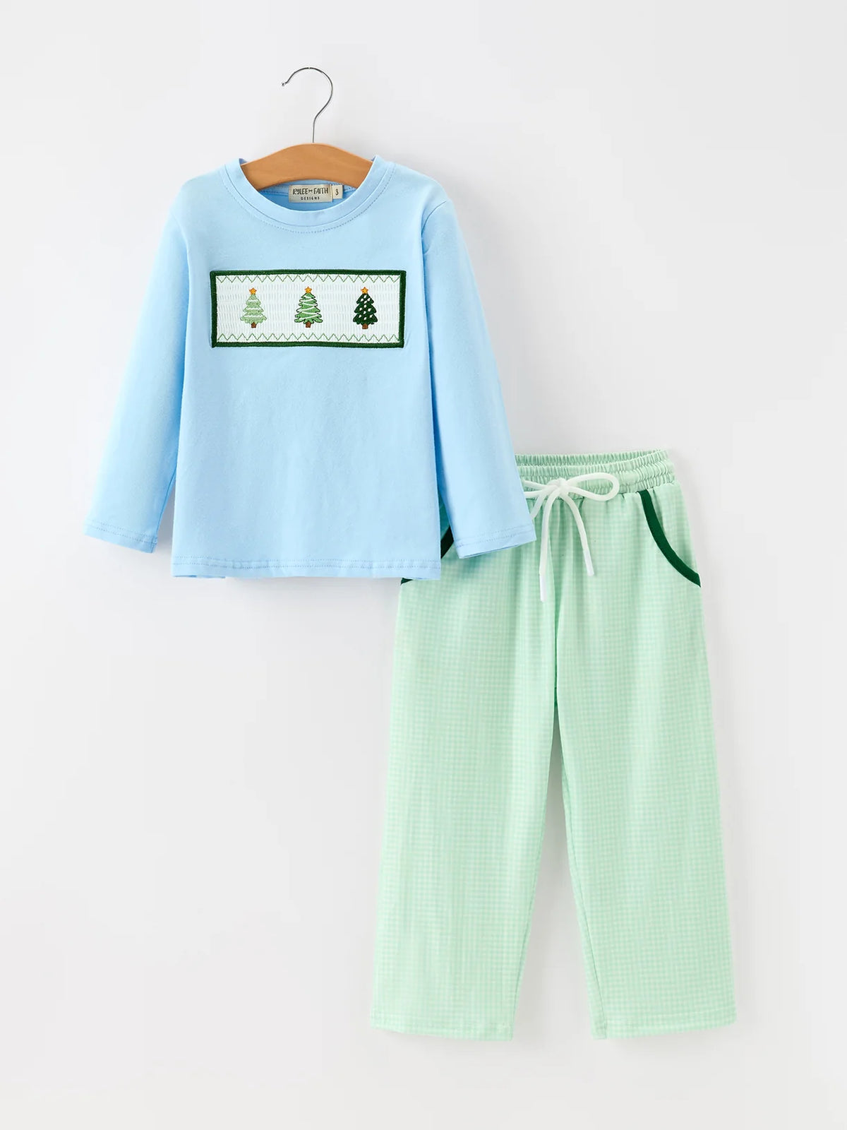 Blue Tree Embroidery Shirt & Pants