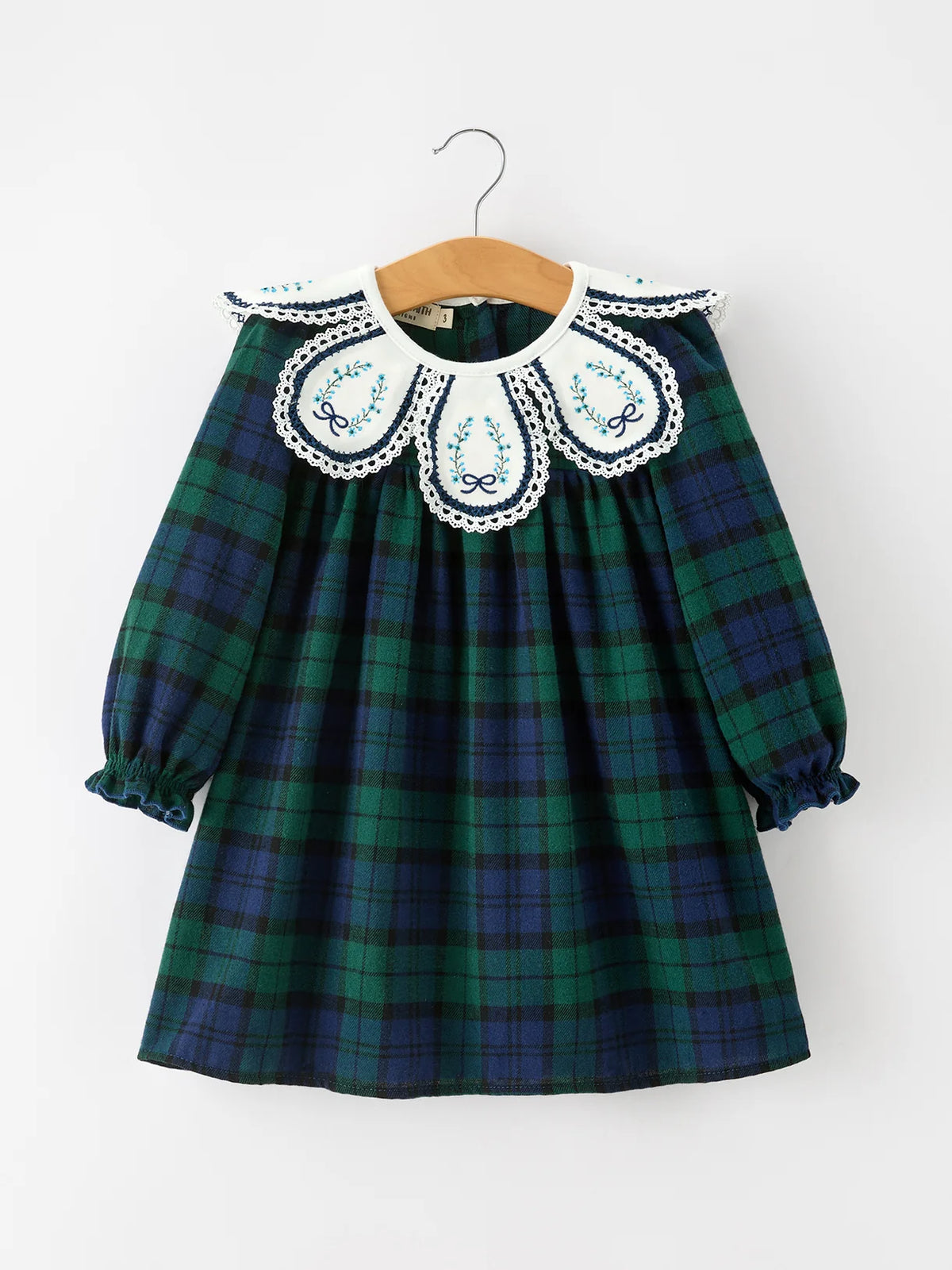 Green & Navy Plaid Petal Dress