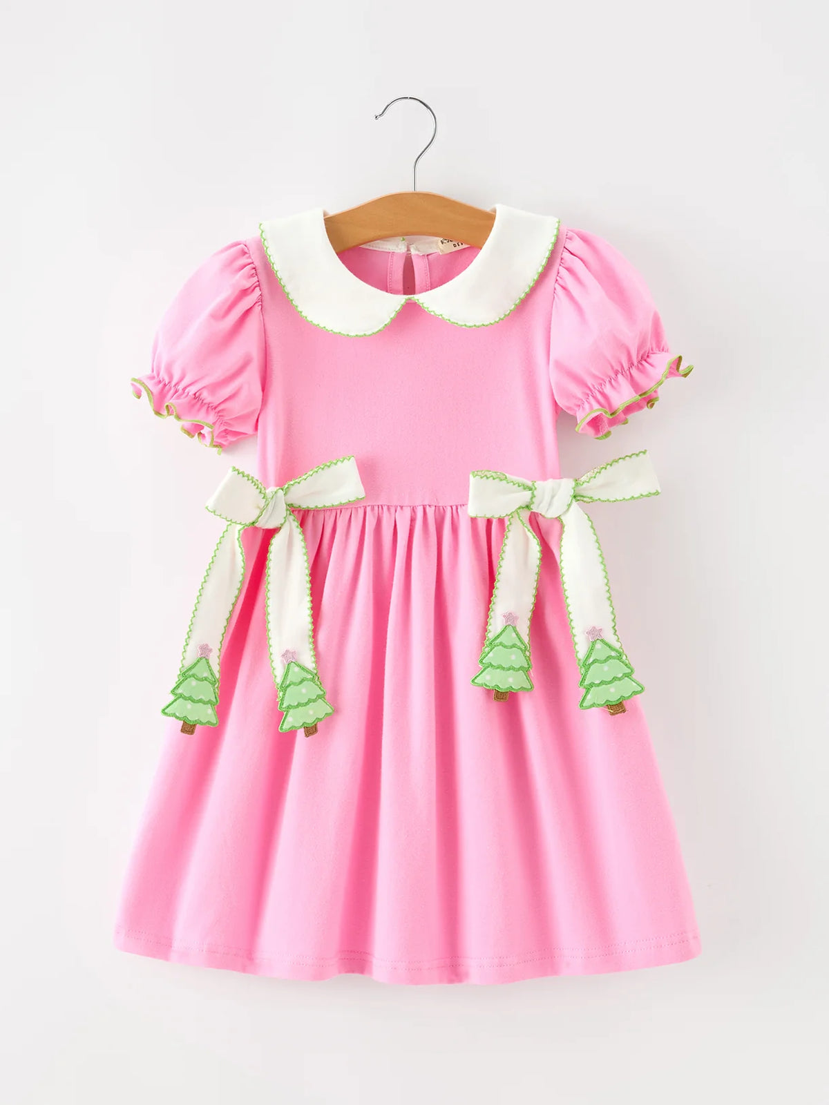 Pink Christmas Tree Bow Dress