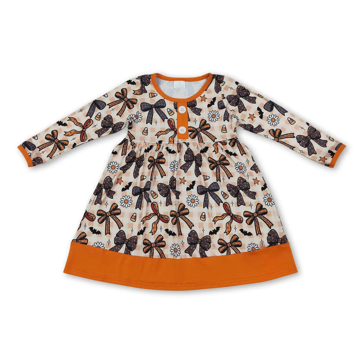 Gingham Candy Corn Bows Dress
