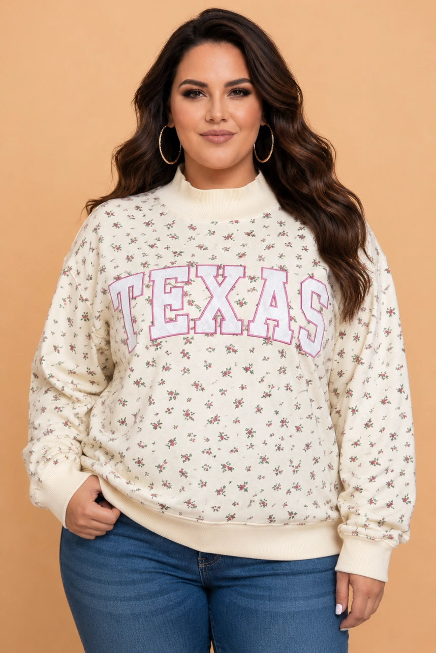 Texas Floral Mock Neck - Curvy