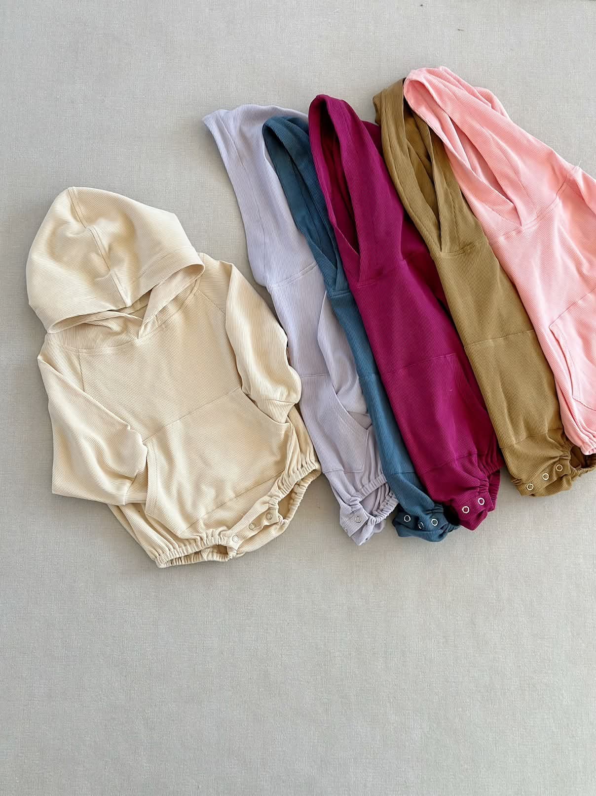 Ribbed Hooded Romper
