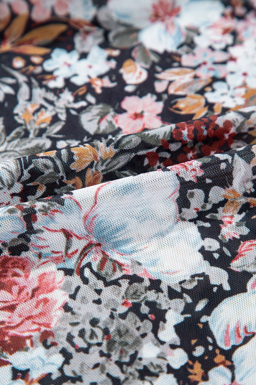 Floral Mock Neck Midi Dress