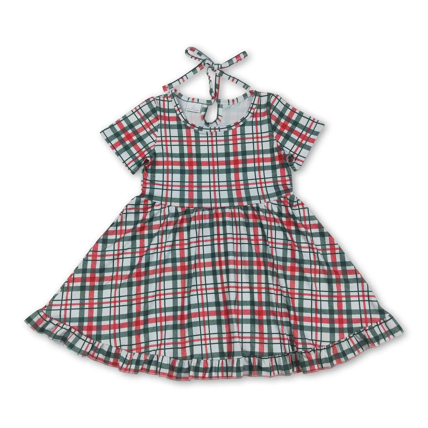 Red & Green Plaid Short Sleeve Dress