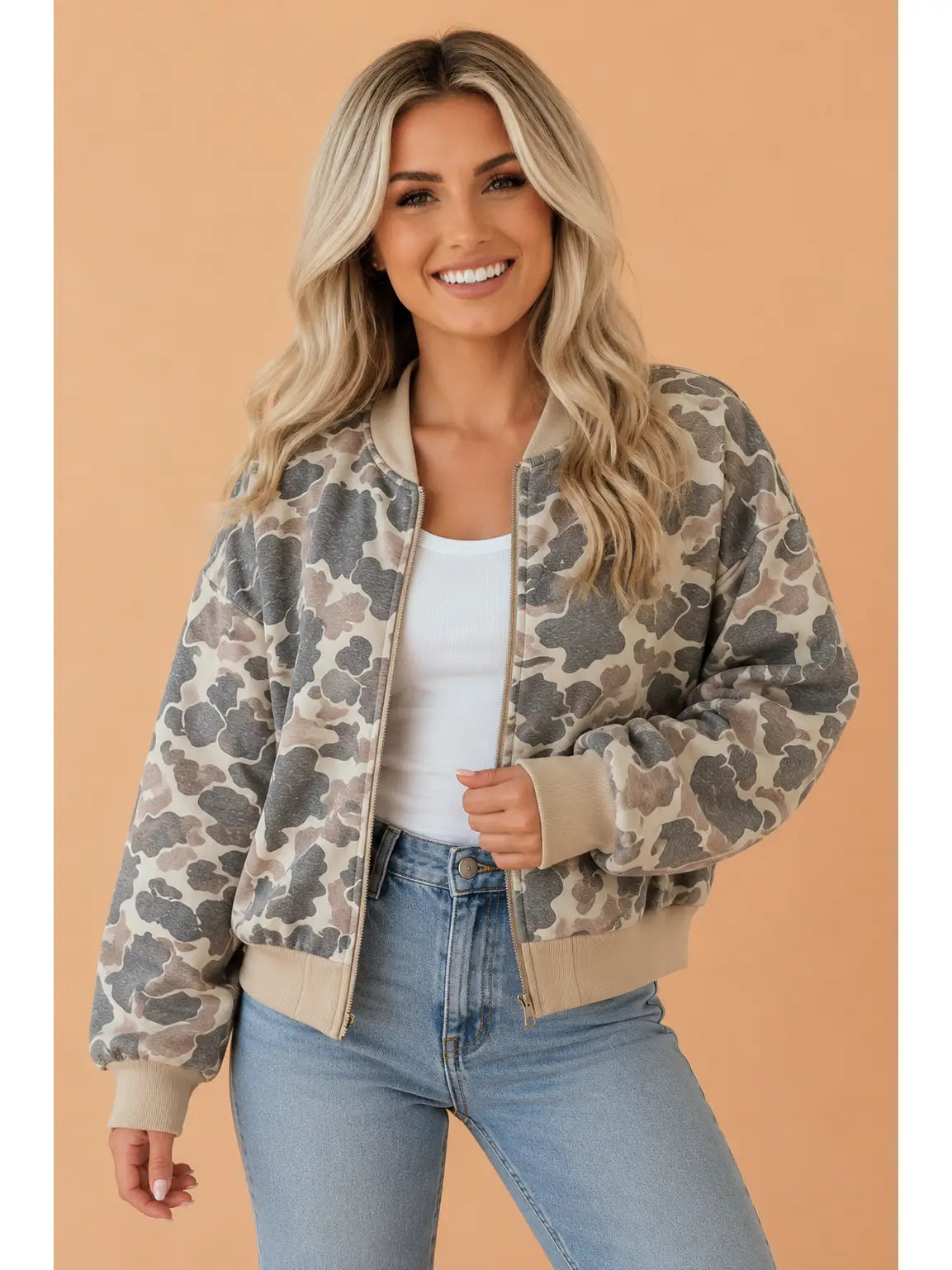 Camo Zip Bomber Jacket