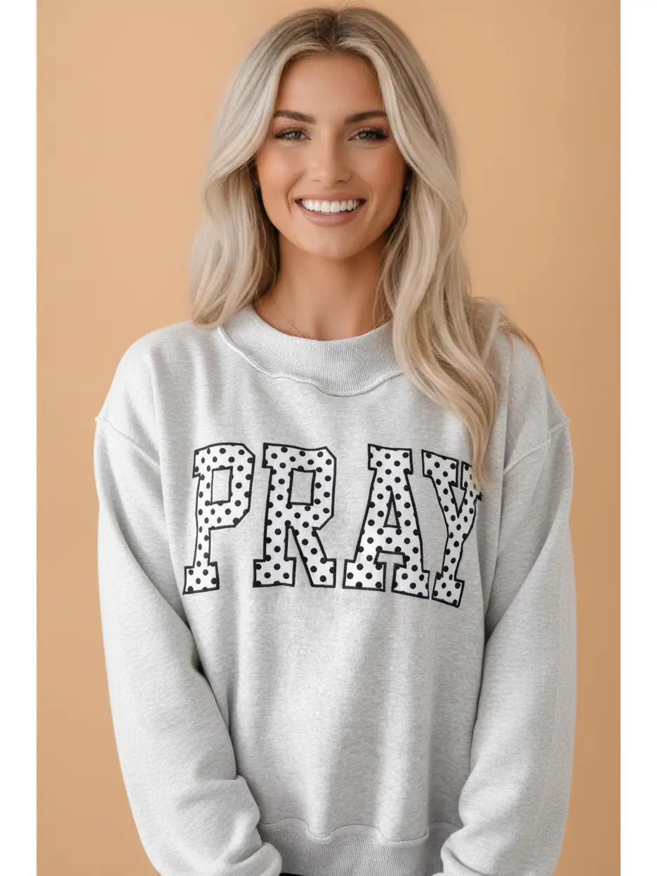 Pray Polka Dot Mock Neck Sweatshirt