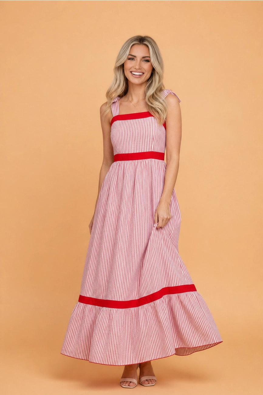 Red Stripe Maxi Dress