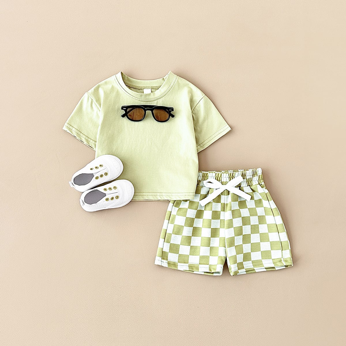 Custom Tee & Checkered Shorts Set