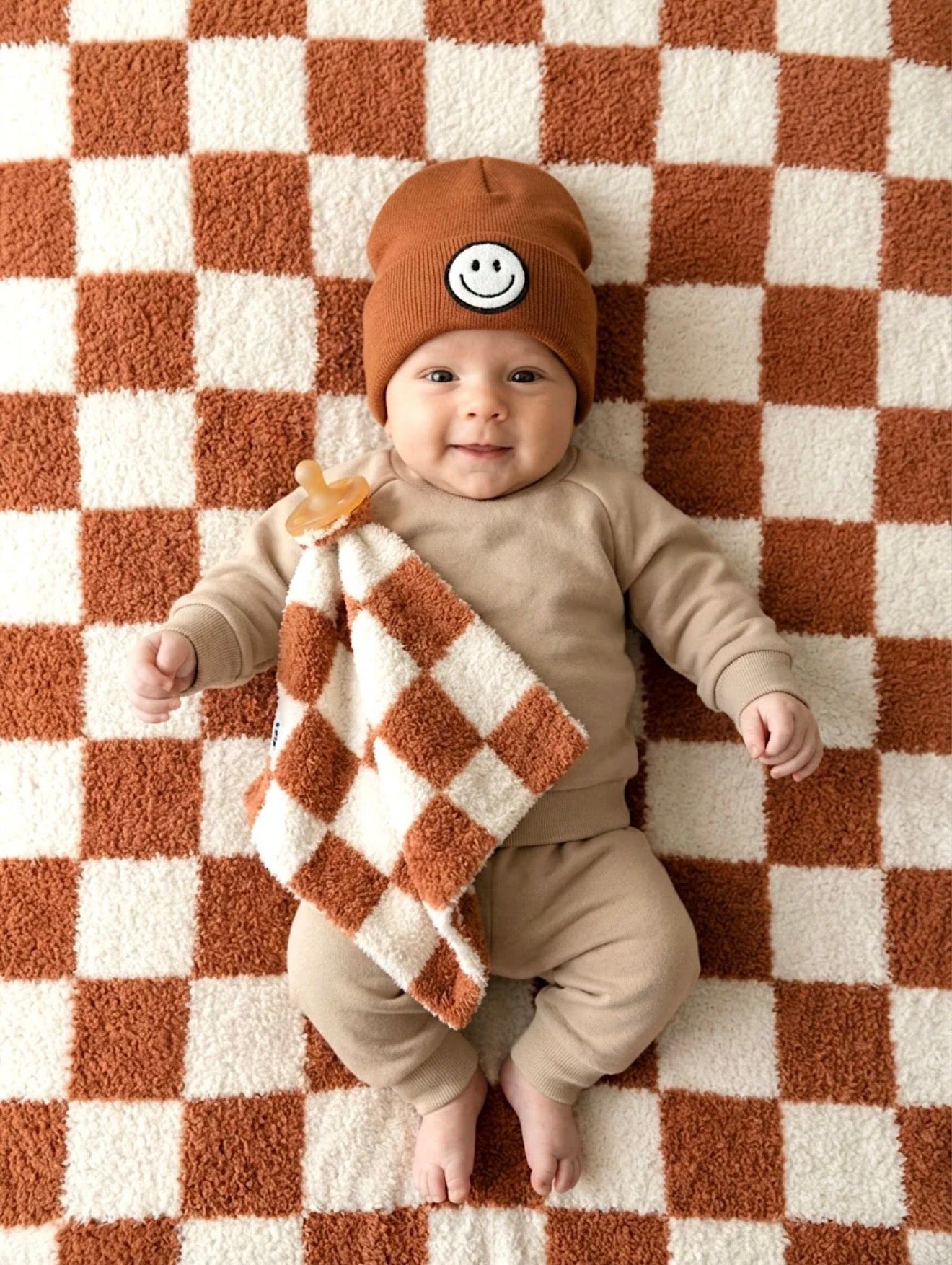 Copper Checkered Double-sided Plush Blanket