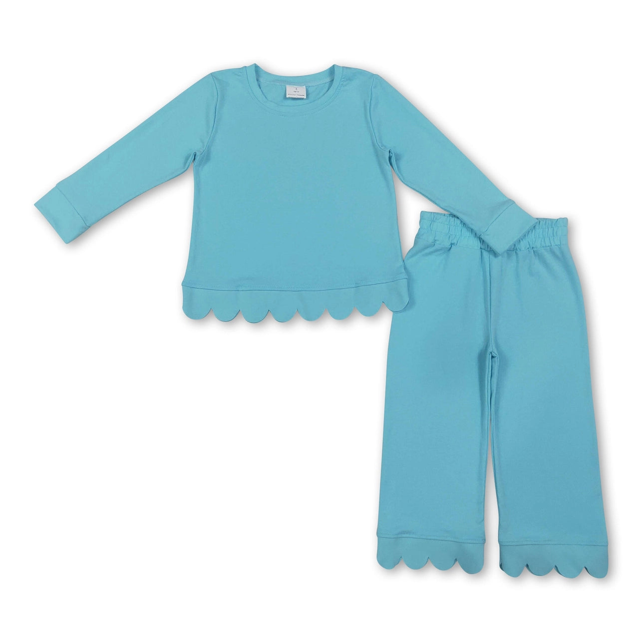 Aqua Long Sleeve Scallop Pant Set