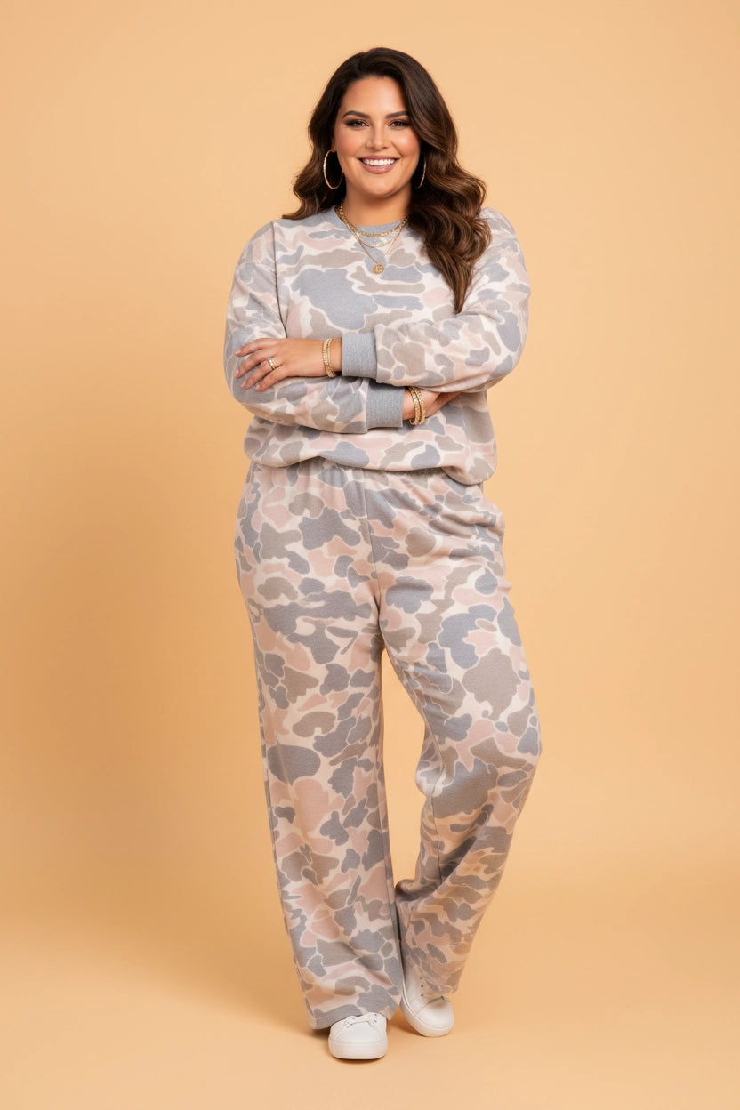 Duck Camo Top & Pants Set - Curvy