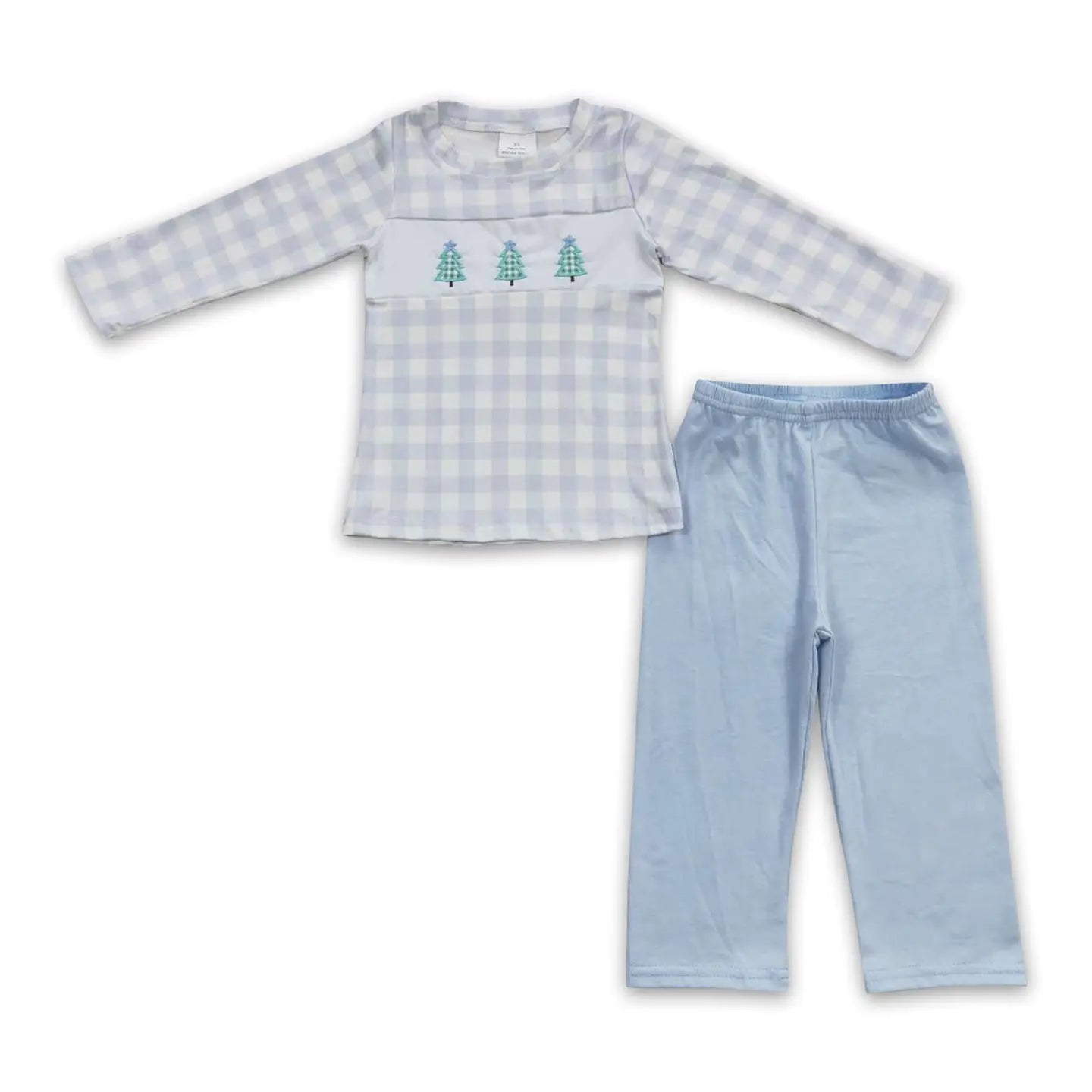 Blue Gingham Trees Set