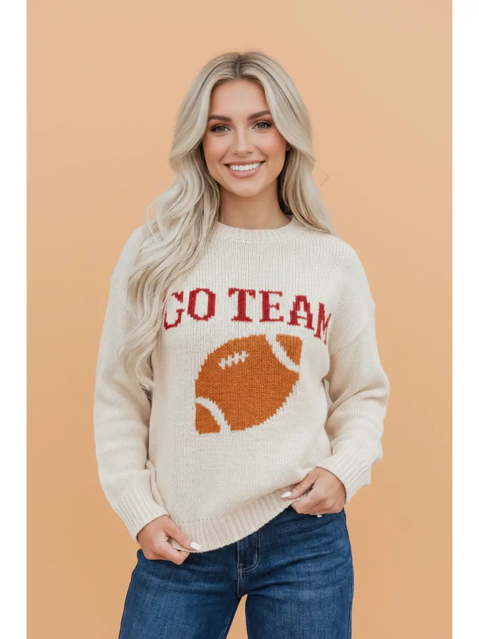 Football Drop Shoulder Knit Sweater