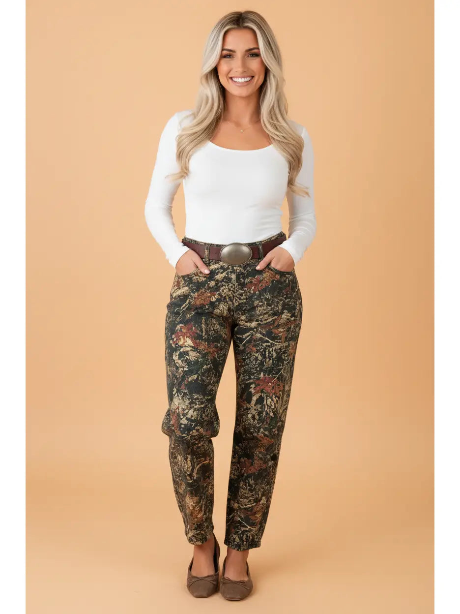 Woodland Camo Denim Straight Leg Jeans