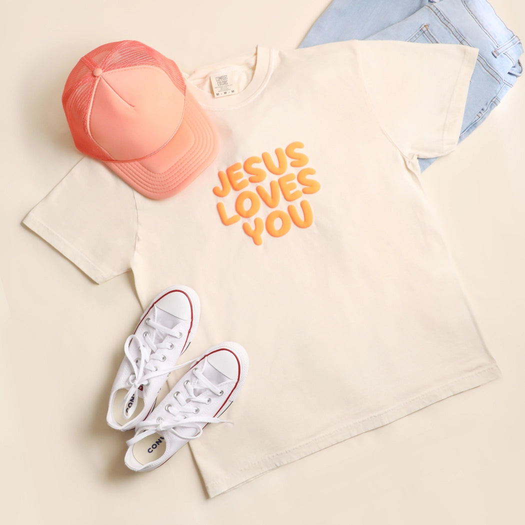 Jesus Loves You Puff Print T-Shirt