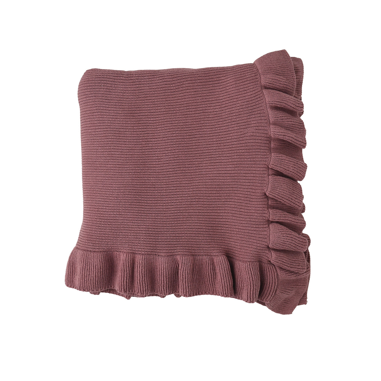 Mauve Knit Ruffle Blanket