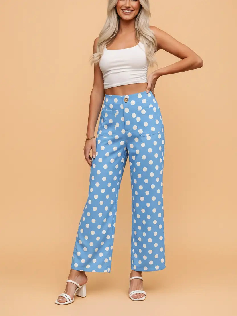 Bright Blue Straight Leg Pants