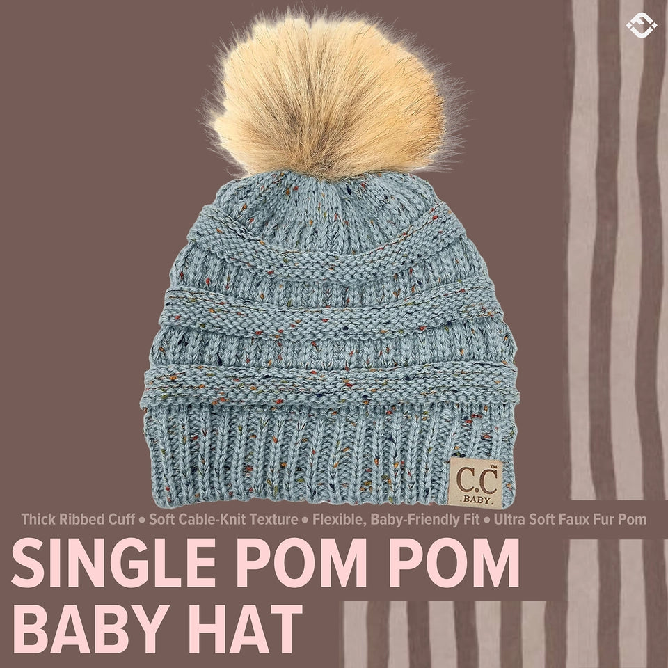 Infant Woven Pom Beanie - Winter Mint Confetti