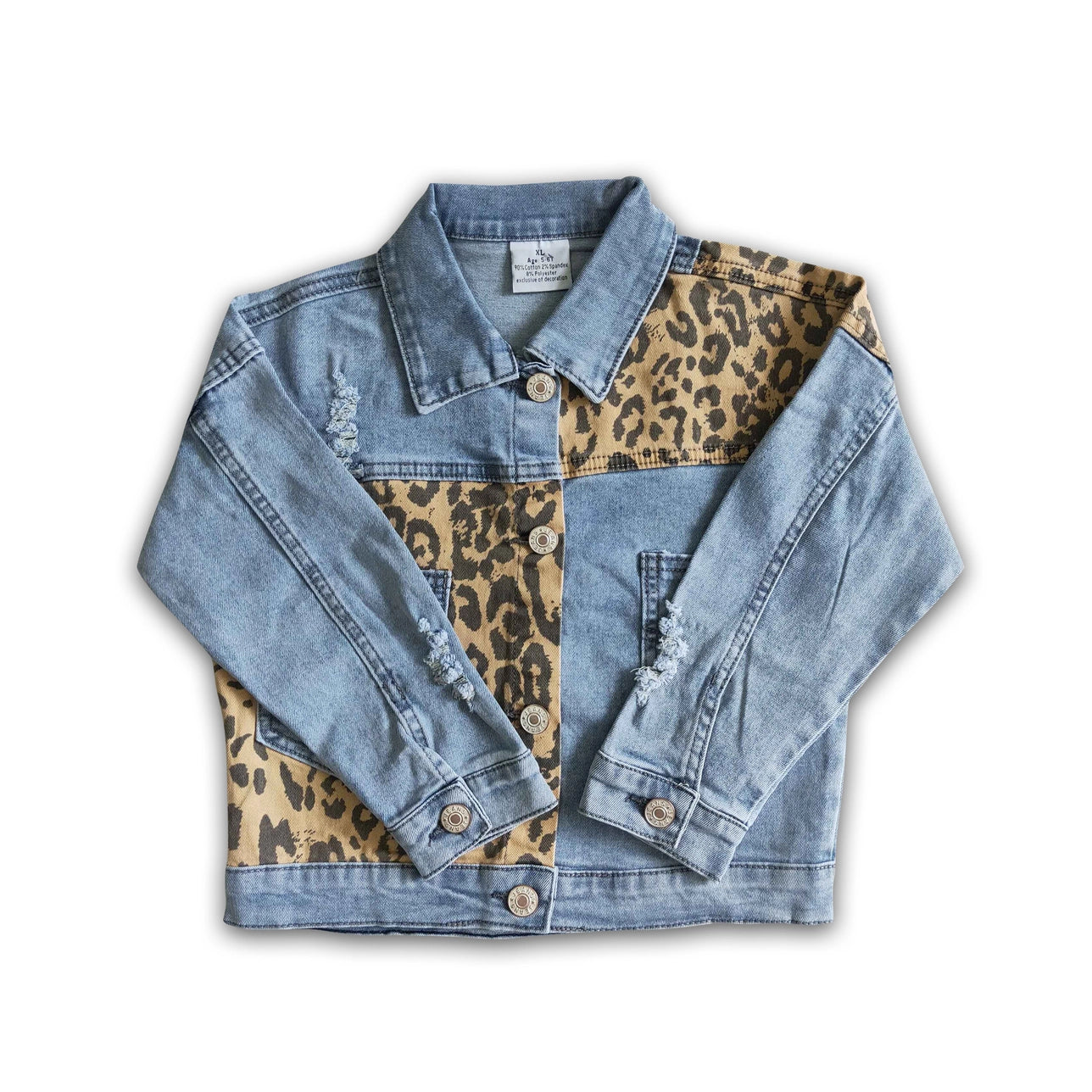 Leopard Blocked Denim Jacket